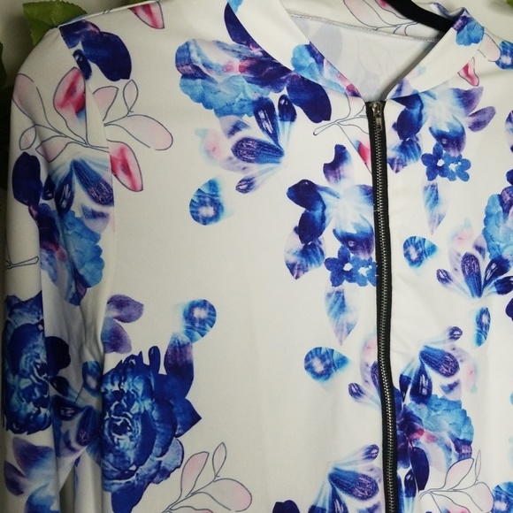 White Floral Bomber Jacket - Picture 5 of 7